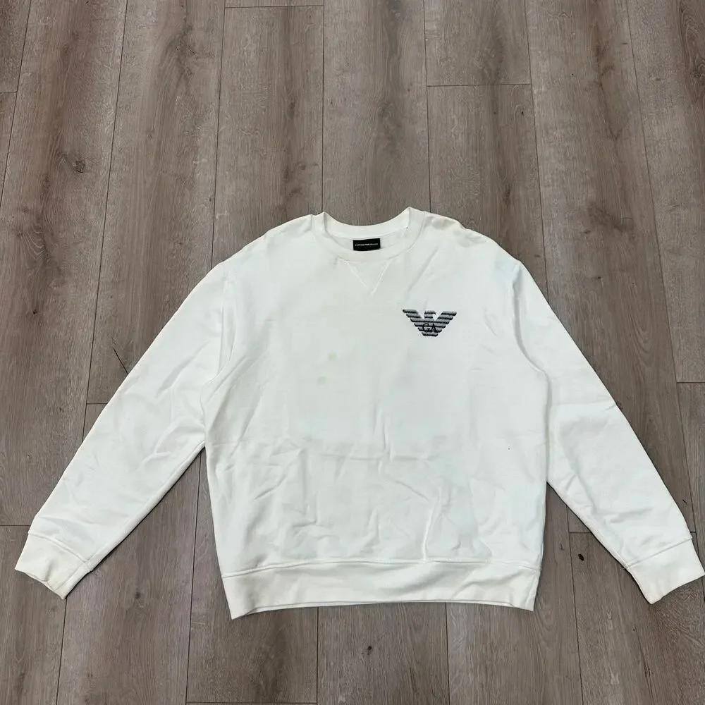 Emporio Armani Cream Gray Logo sweatshirt sweater crewneck size XL B13 - Picture 1 of 9